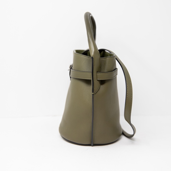 Celine Paris Nano Bucket Handbag 2Way 187243 Kerky Green Leather Purse Tote - Picture 4 of 5